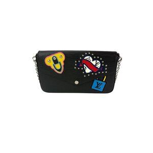 Louis Vuitton Felicie Pochette Limited Edition Patchwork Black Epi Leather Cross